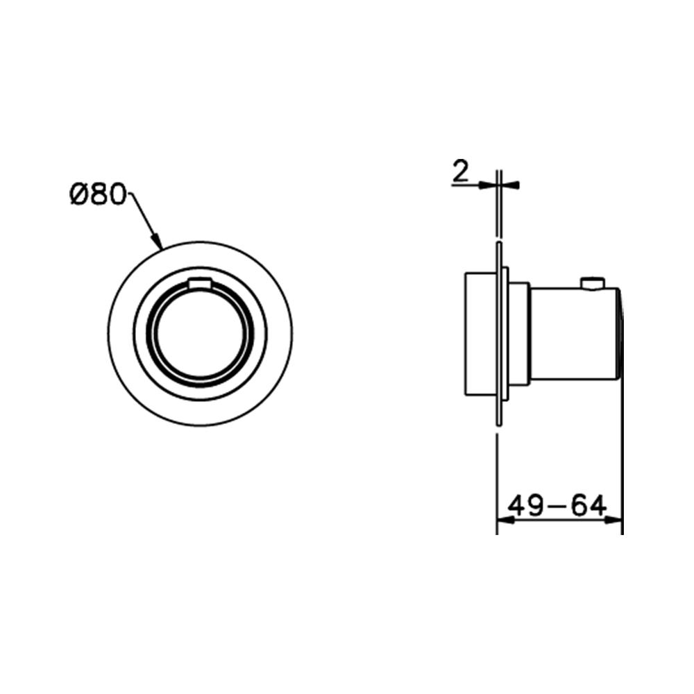 Pure - Inbouw stopkraan, Inox - LET OP! Rozet 8 cm