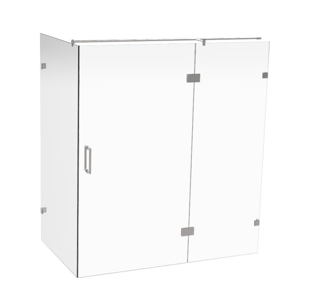 Maatwerk stoom-deur aan zijdeel en zijwand, 8mm LifeTime veiligh.glas, max 240x200, inox beslag