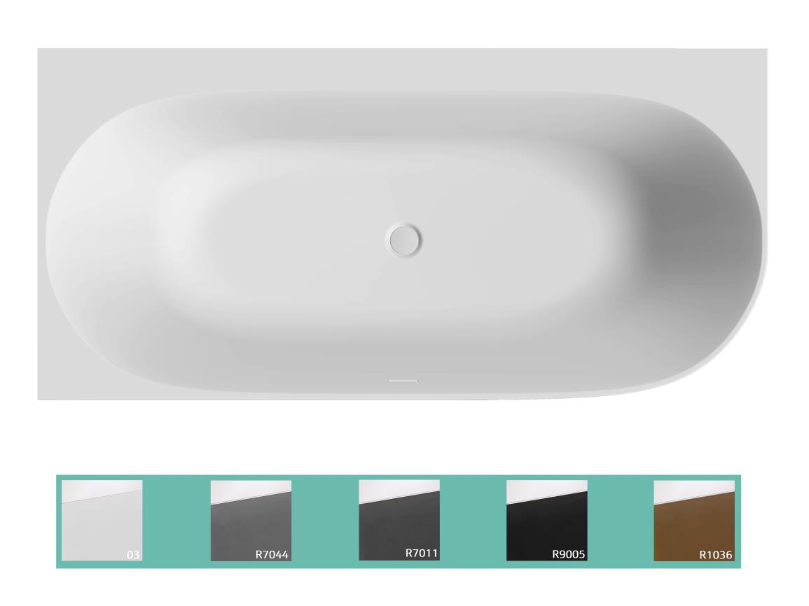 Mauro Solid Surface hoekbad rechts 171x82 wit mat/goud