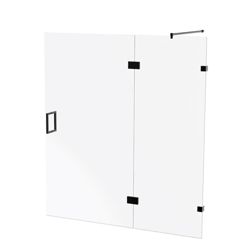 Maatwerk stoom-deur aan zijdeel, 8mm LifeTime veiligheidsglas, tot max 180x200, mat zwart beslag