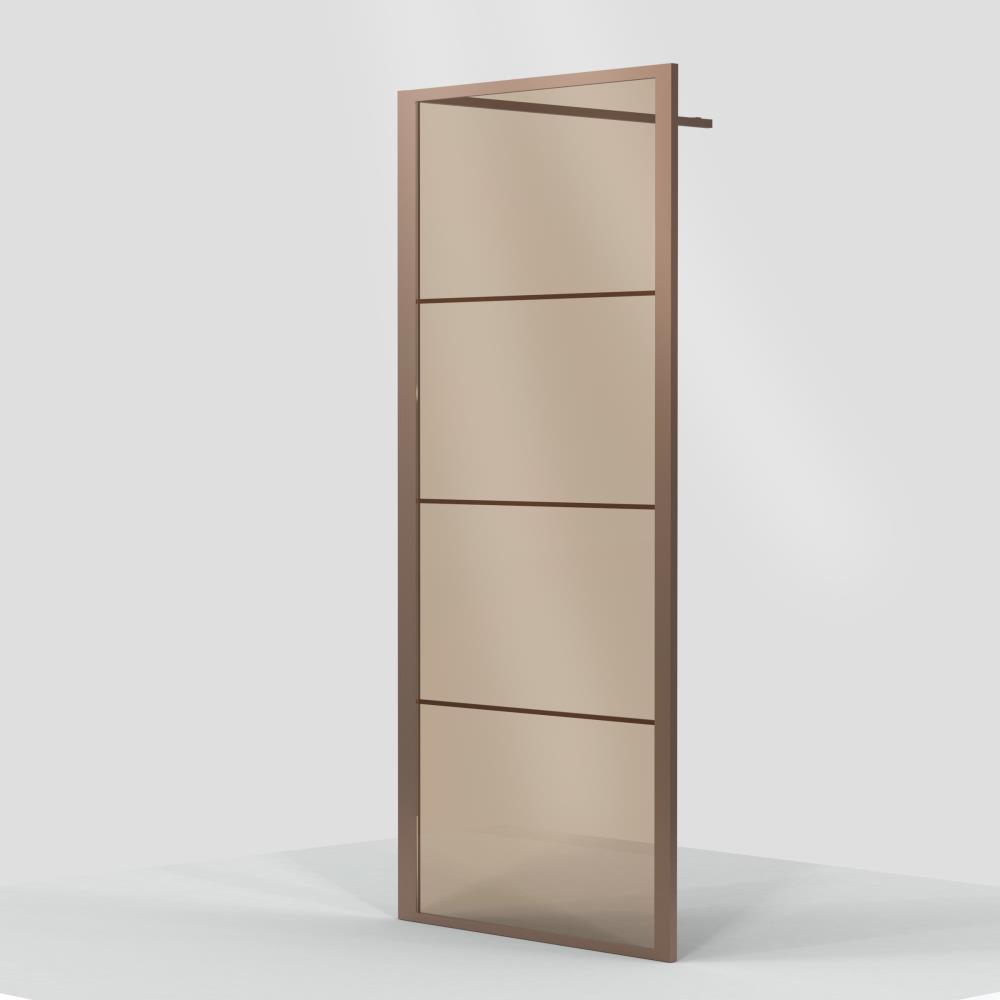 Ind. Line Colored  Zijwand vrijstaand of icm deur in hoek brons glas brons profiel (76,5-78)x200