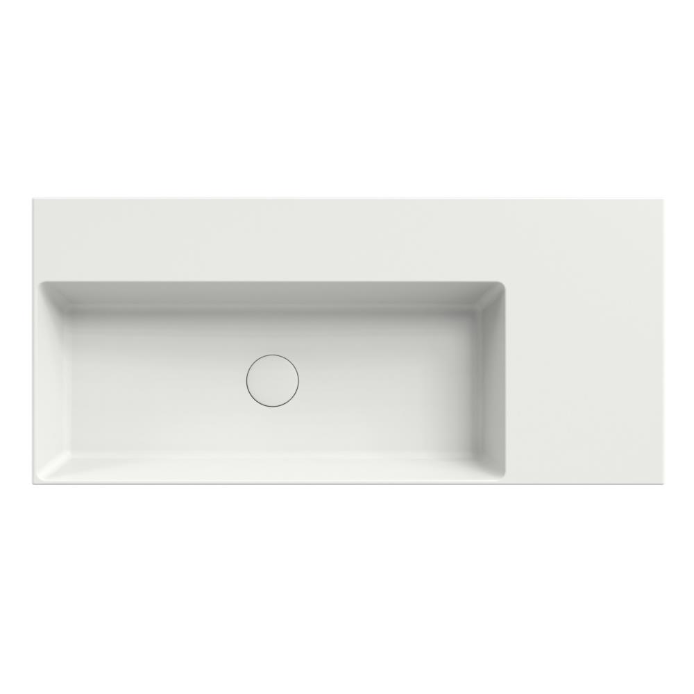 Dolce Plan keramisch wastafelblad, wegzetvlak rechts. 101x46 Wit mat