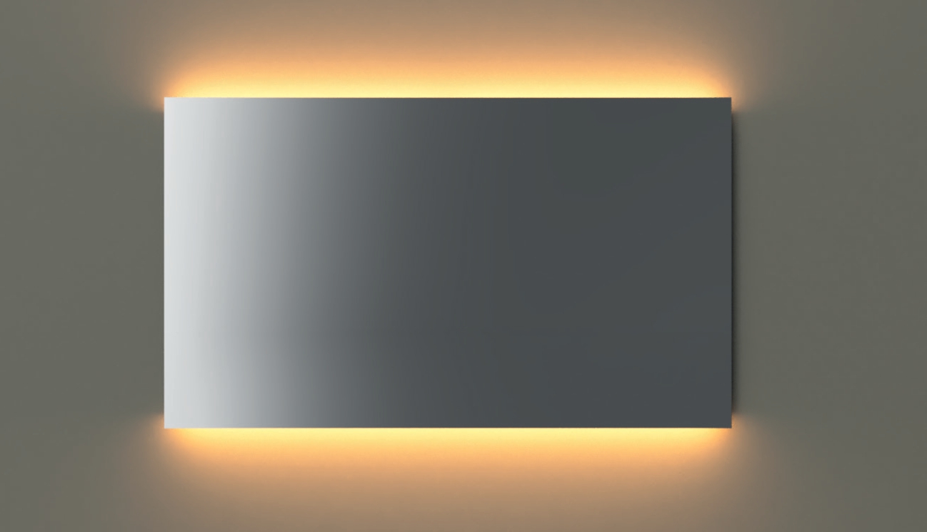 Maatwerk spiegel Garda horizontaal 100-119x80 met verlichting onder en boven.