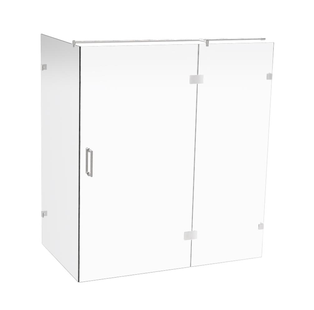 Maatwerk stoom-deur aan zijdeel en zijwand, 8mm LifeTime veiligh.glas, max 240x200, chroom beslag