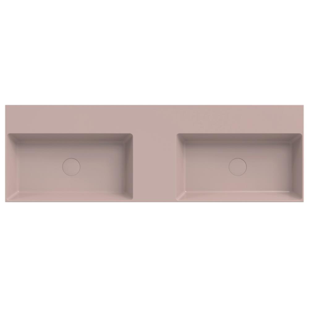 Dolce keramisch wastafelblad 140 met 2 kommen (141x46) rose mat