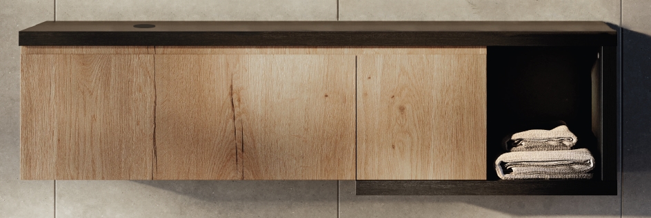 Architec badmeubel 140 cm links, natural oak/black oak