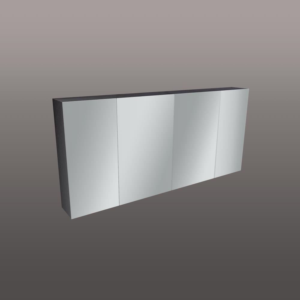 Spiegelkast 4 deuren met ledlicht aan onderzijde 140x65x14 cm Antraciet eiken