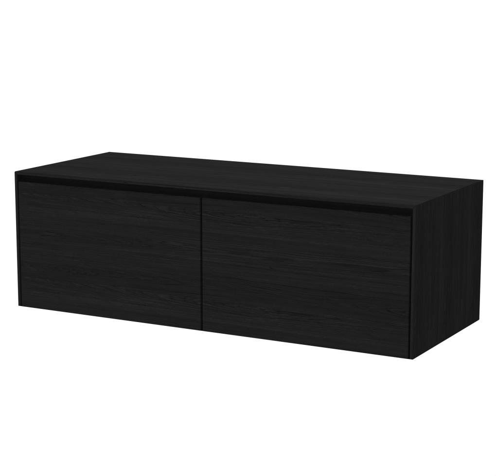 Rect Onderkast 2 lades + binnenlade, 8 mm stolwanden, topblad zonder gat Black Sky