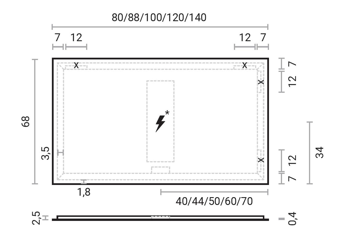 Affi spiegel met indirecte verlichting 120x68