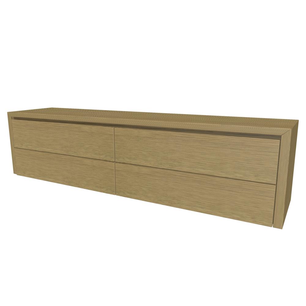 Beach Onderkast 4 lades met stolwanden en topblad zonder gat  200x50x45 Corn Oak - UITLOPEND