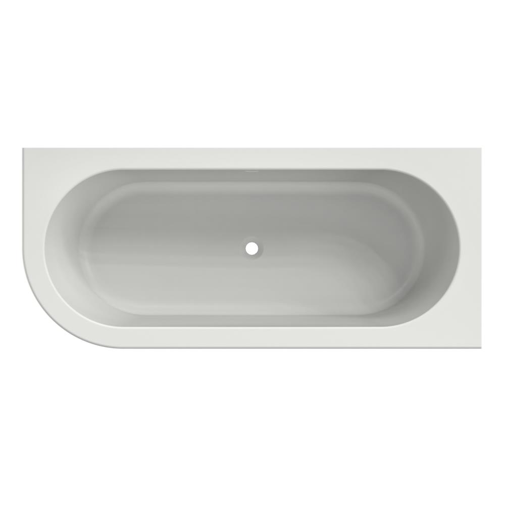 Charley R 180x80x60 hoekbad mat wit, rond overloopgat, zonder afvoer