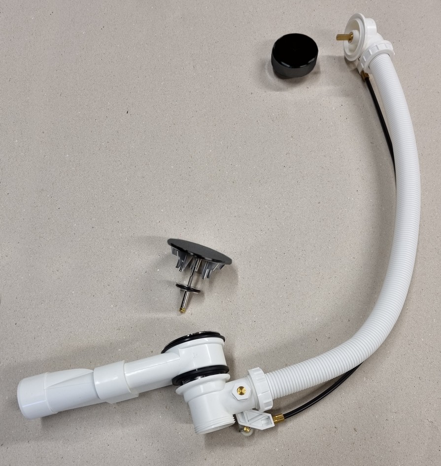 Badafvoer-/overloopcombinatie tbv whirlpool met onderaanzuiging ebony (los)