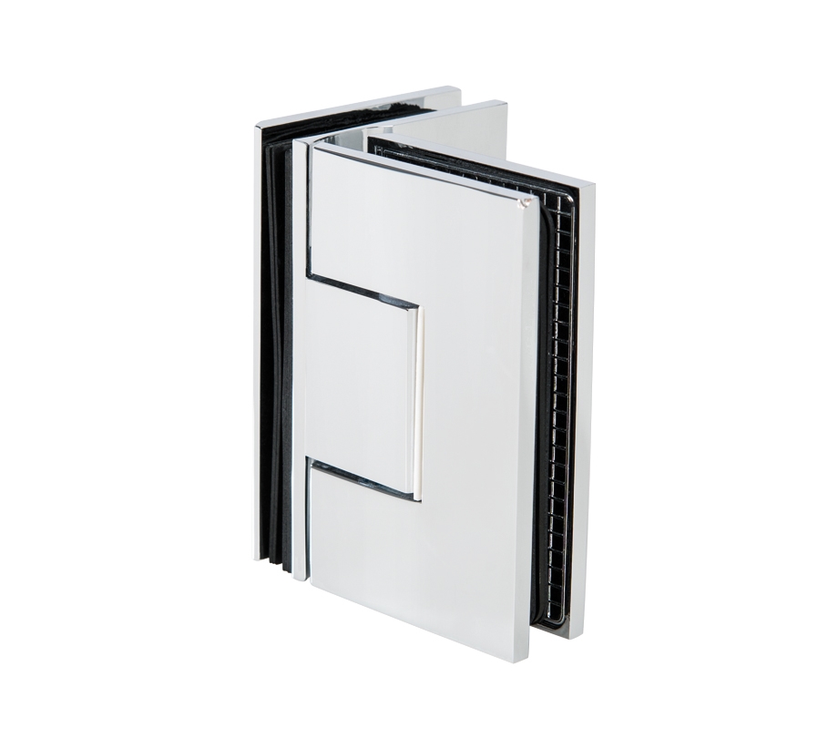 Douchehoekdeurscharnier Premium 90° glas-glas montage chroom (hoekdeur max. 50cm breed) - UITLOPEND