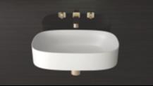 Fleur solid surface wastafel vrijhangend incl. bevestigings set, mat wit