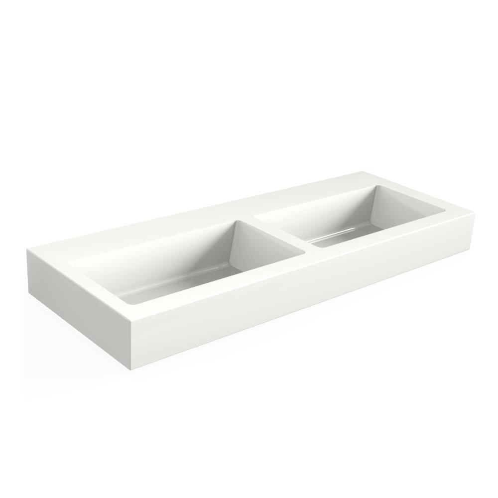 Solid Surface Blad 120x45 met 2 RO wastafels, mat wit
