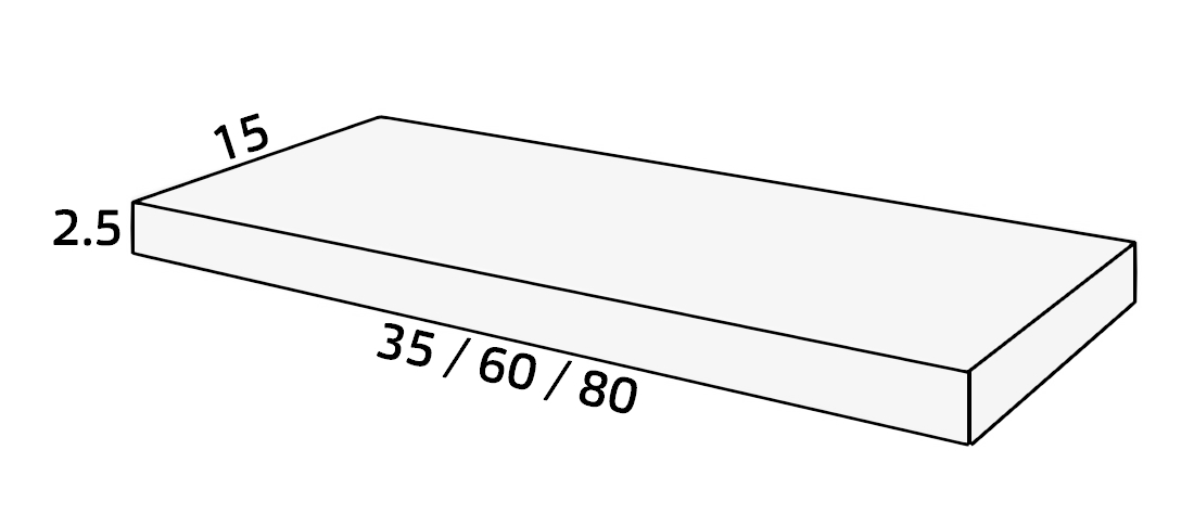 Young Wandplank met blinde bevestiging 35 zand mat 35x15x2,5