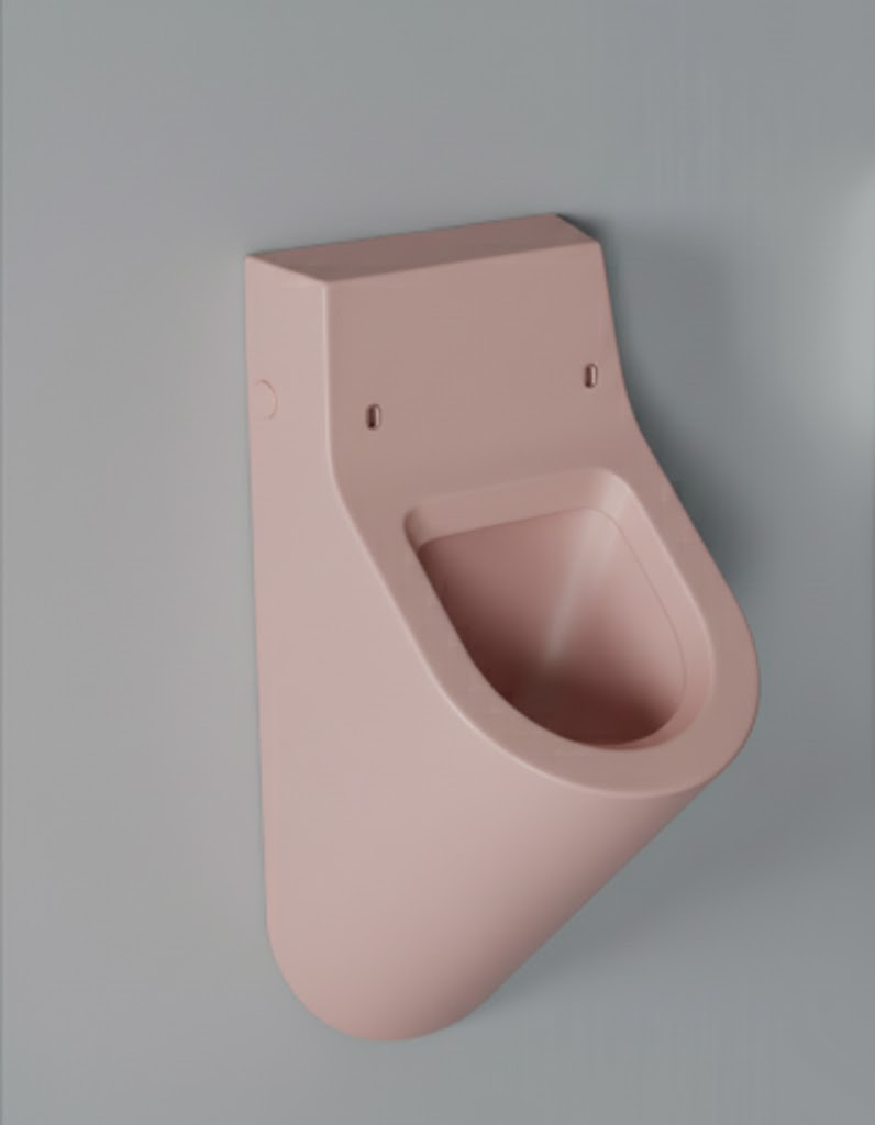 Wand urinoir rose mat met dekselgaten