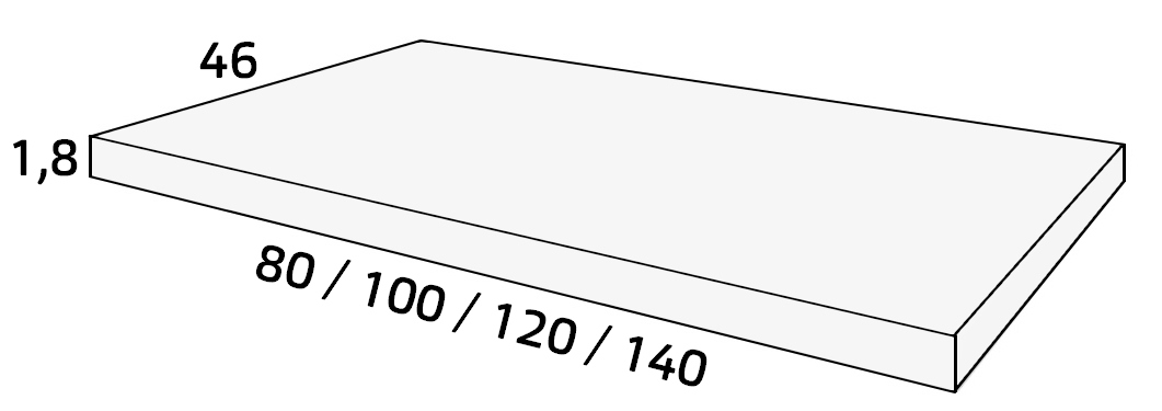 Young Topblad t.b.v. opbouwkommen 80 exclusief gaten Zwart mat 80x46x4