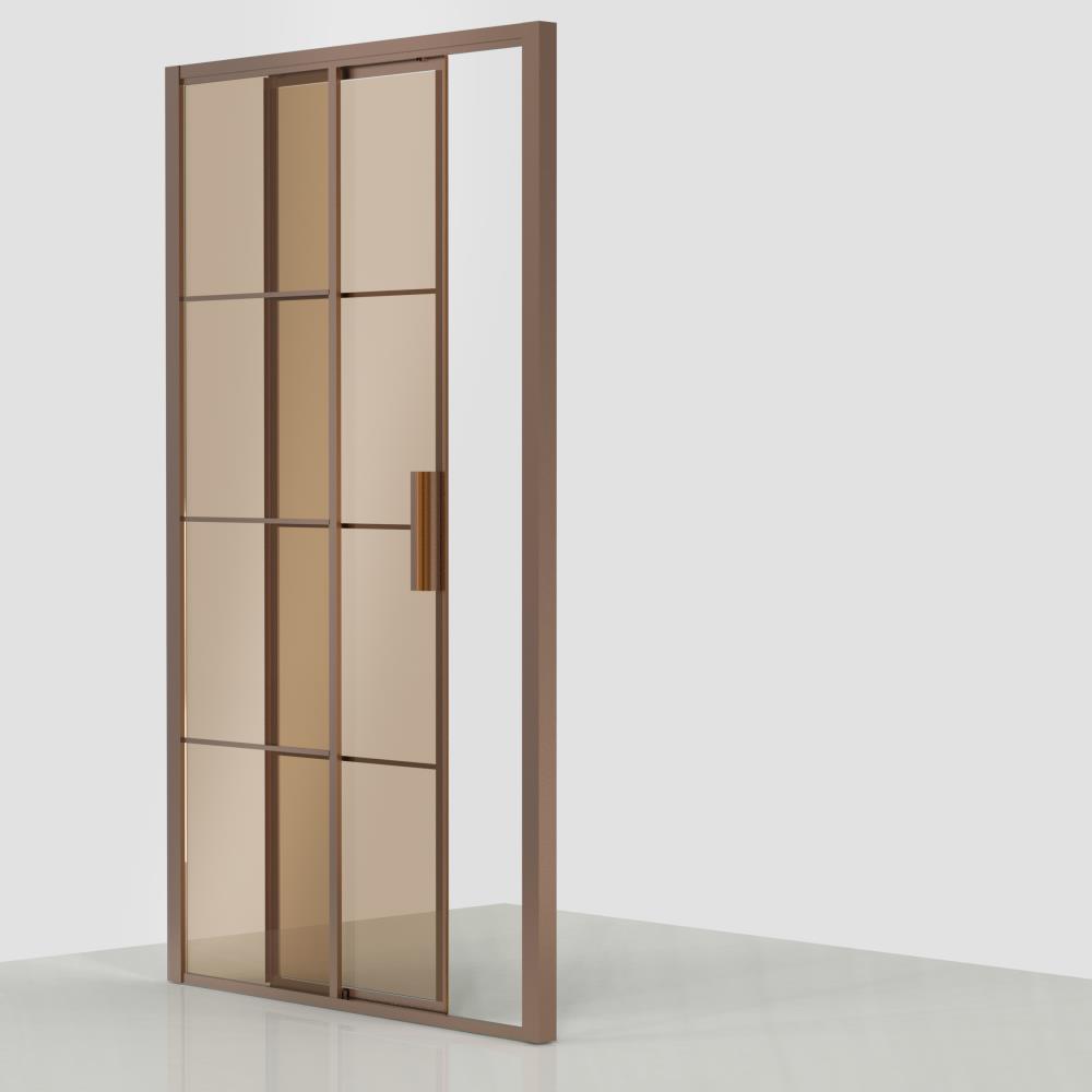 Ind. Line Colored  Schuifdeur Soft Close 120 links brons glas brons profiel (118-122)x200