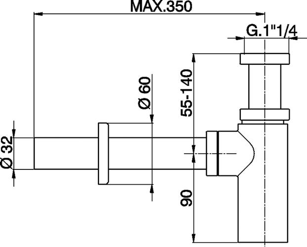 Pure - Designsifon rond PVD coating grafiet geborsteld