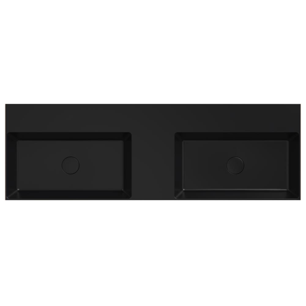 Dolce keramisch wastafelblad 140 met 2 kommen (141x46) zwart mat