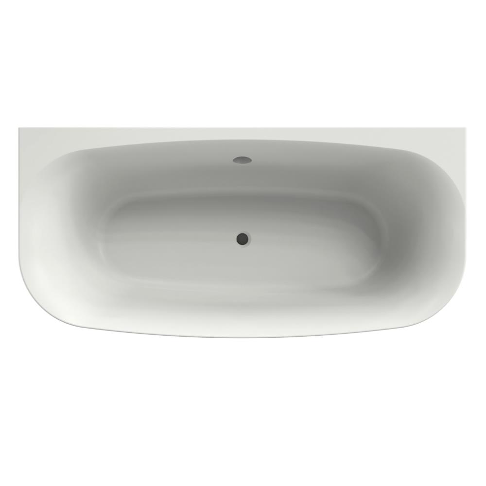 Dion 180x80x60 half-vrijstaand bad mat wit, rond overloopgat, zonder afvoer