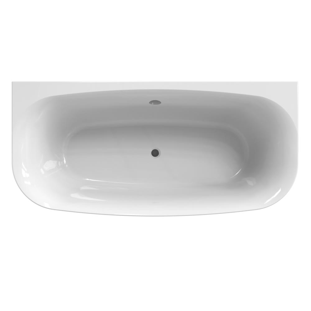 Dion 180x80x60 half-vrijstaand bad glans wit, rond overloopgat, zonder afvoer