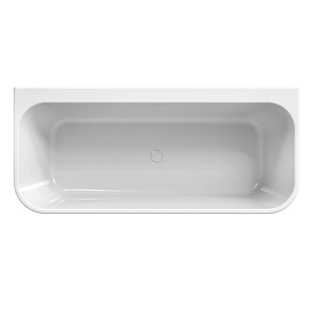 Taylor  180x80x60 half-vrijst. bad glans wit incl. sleuf overloop/afvoer glans wit