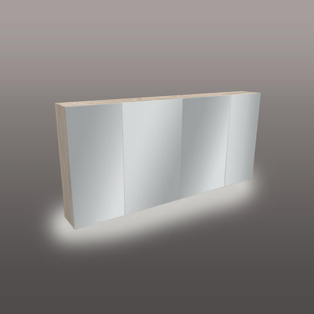 Spiegelkast 4 deuren met ledlicht aan onderzijde 140x65x14 cm Tortora