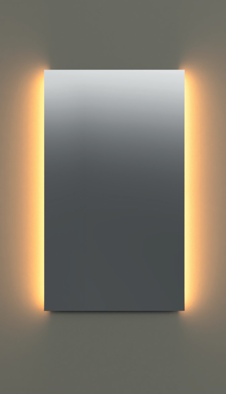 Maatwerk spiegel Garda verticaal 100-119x80 met verlichting onder en boven.