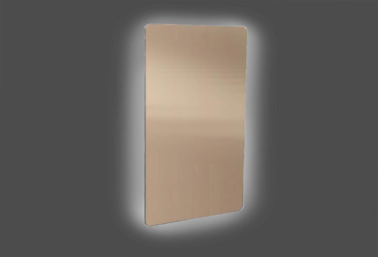 Limone D-form spiegel met rondom indirecte verlichting 50x100 brons met optie CCT