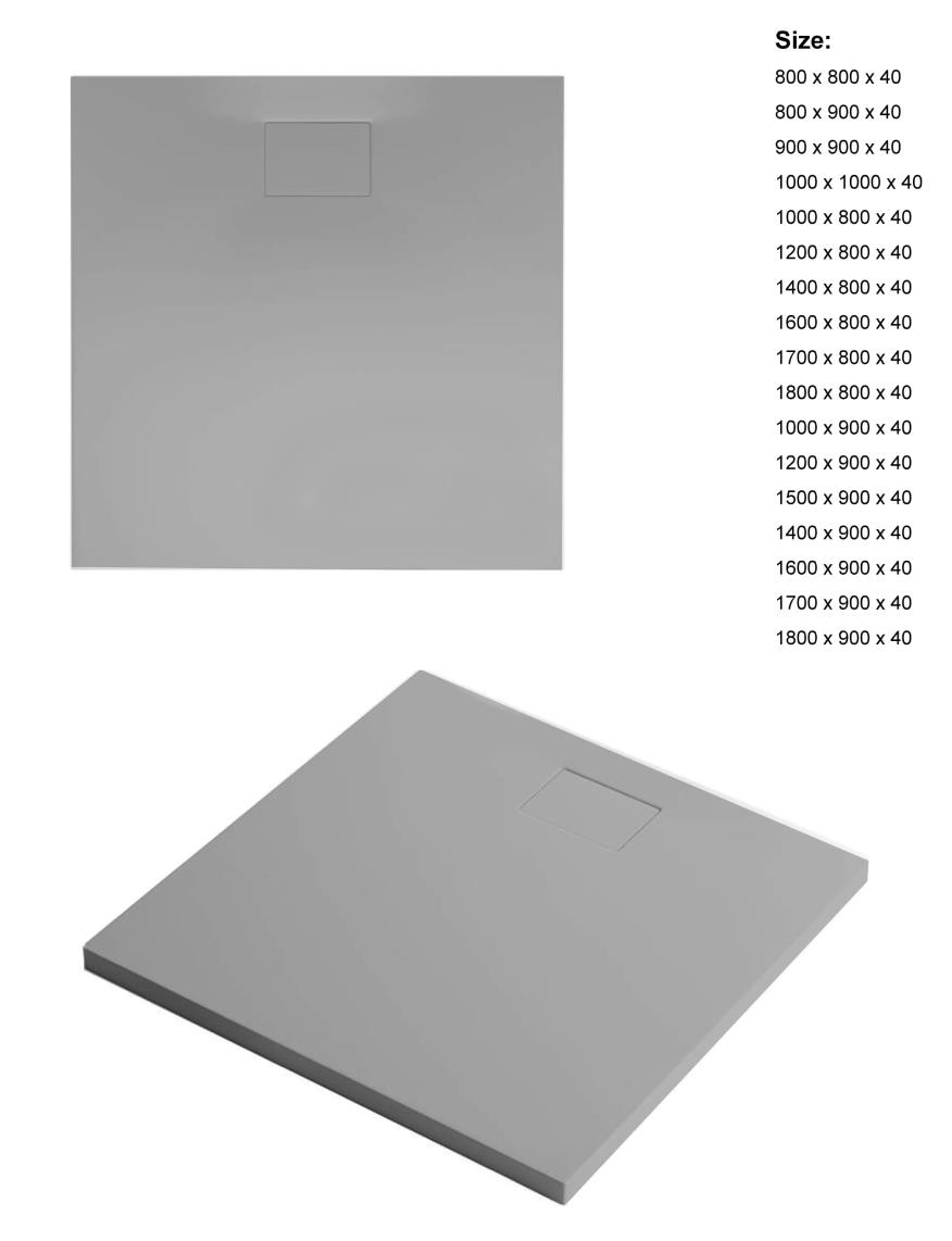 Flat Zero Plus douchevloer 100x80 cement - vervangt 6708-06