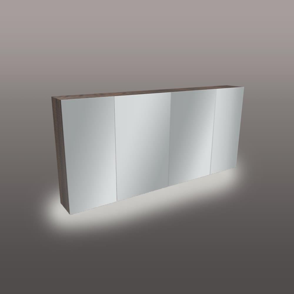 Spiegelkast 4 deuren met ledlicht aan onderzijde 140x65x14 cm Corteccia
