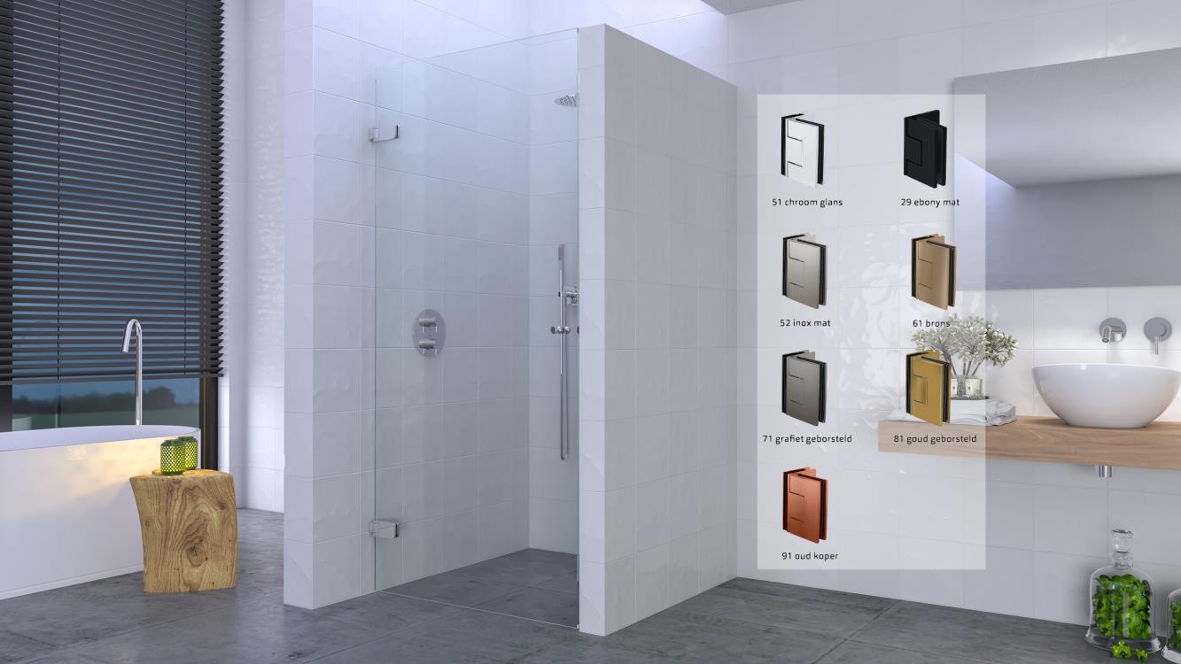 Nisdeur tot 93x200-Helder Lifetime glas, zwart beslag