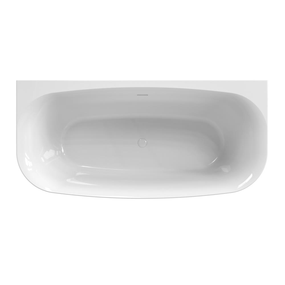 Dion 180x80x60 half-vrijstaand bad glans wit incl. sleuf overloop/afvoer glans wit