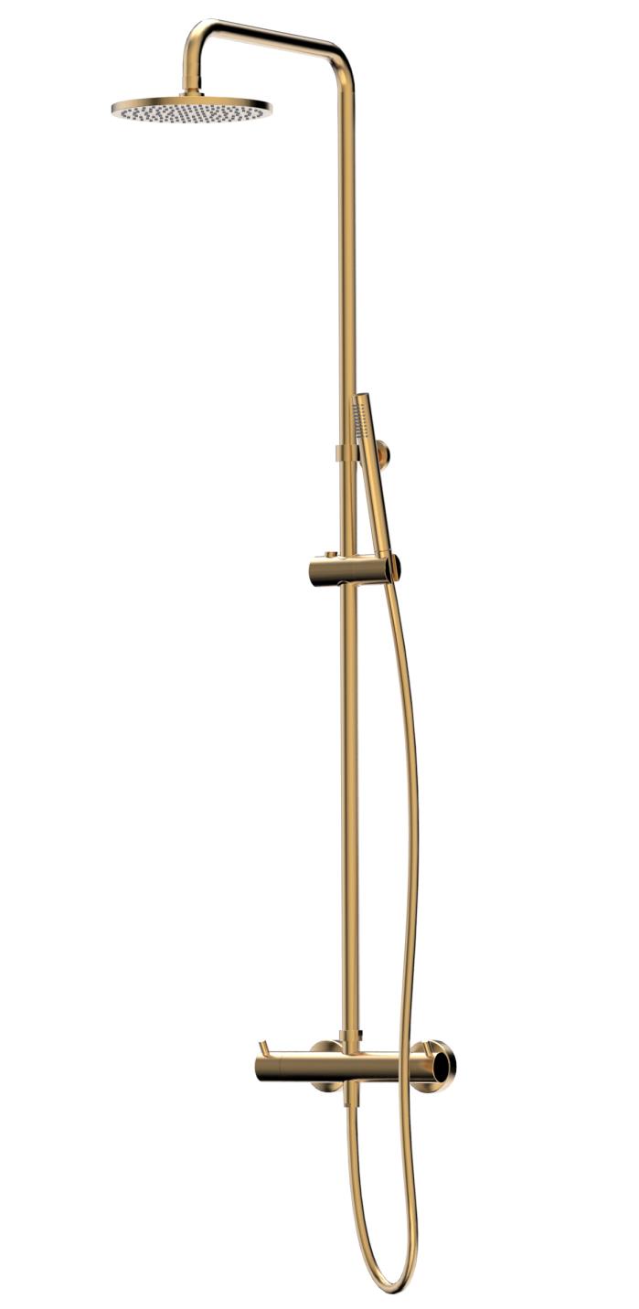 Duero - douche opbouwset met telescopische stang goud geborsteld