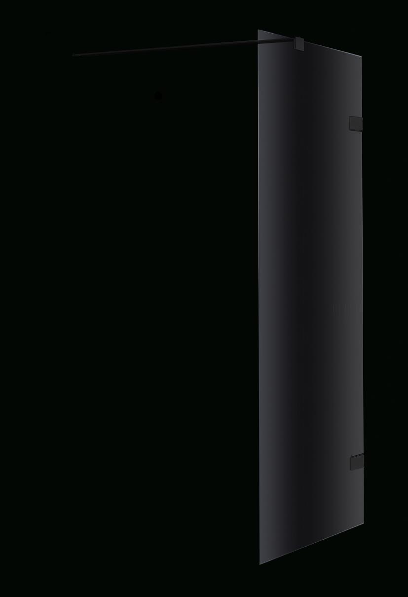 VM Douchewand 69,5-70 x 200 cm, incl. stabilisatiestang 100 cm. Beslag zwart mat