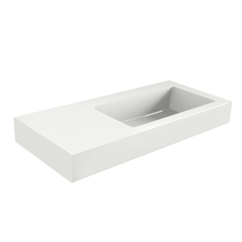 Solid Surface Blad 100 met R2 wastafel rechts mat wit | TO473-R