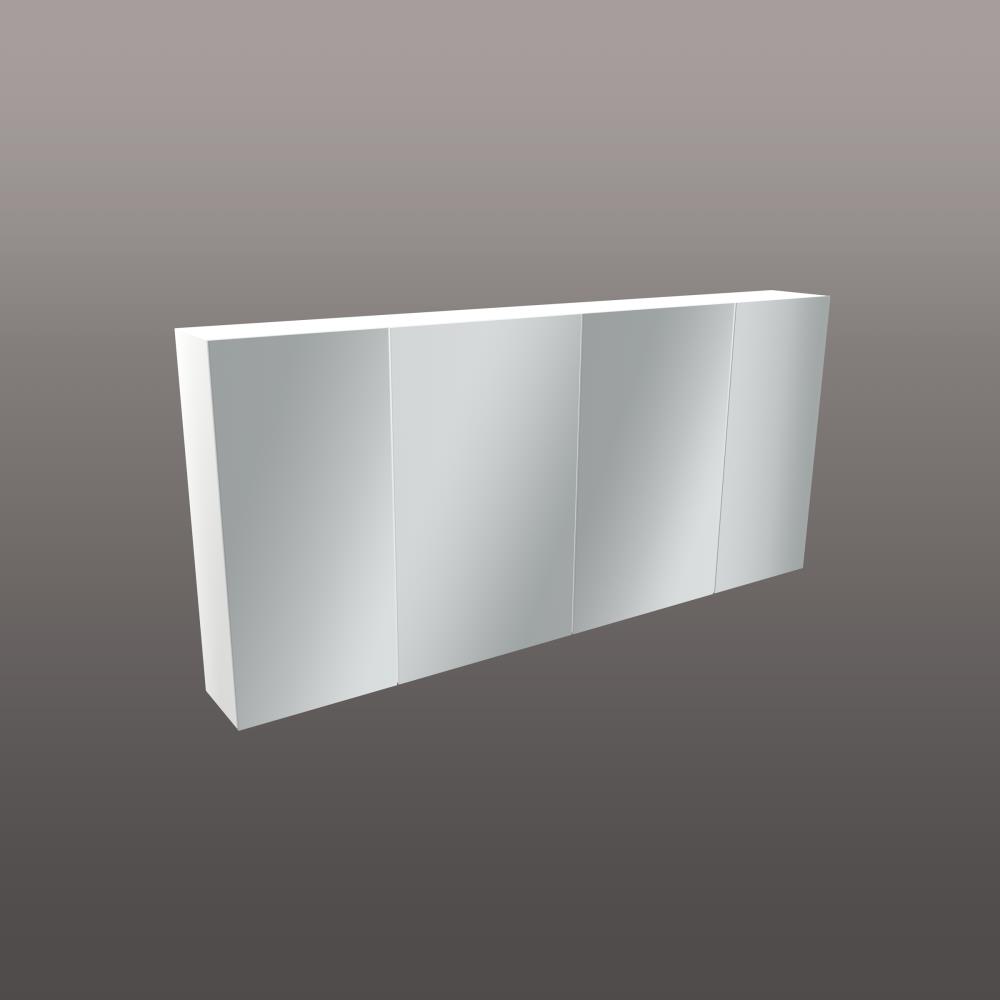 Spiegelkast 4 deuren met ledlicht aan onderzijde 140x65x14 cm Wit glans
