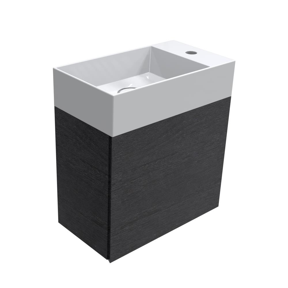 Fonteinmeubel semi greeploos, rechtsdraaiend, 45x25x48 cm. Antraciet eiken