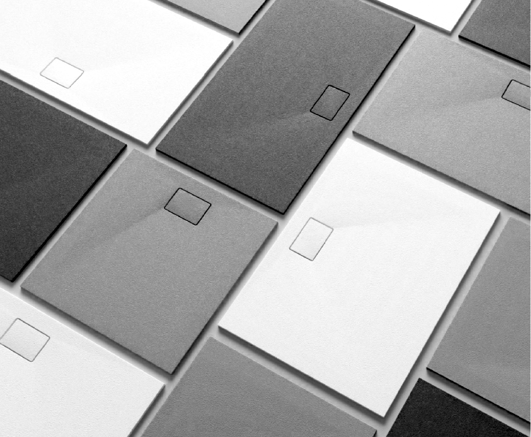 Plane composiet douchevloer 140x100 incl. sifon cover. Mat zwart