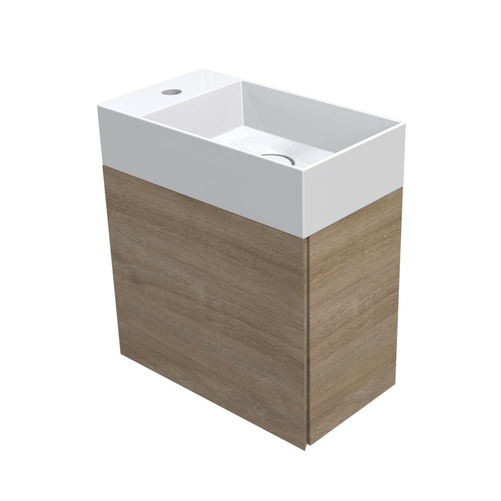 Fonteinmeubel semi greeploos, linksdraaiend, 45x25x48 cm. Eiken natuur
