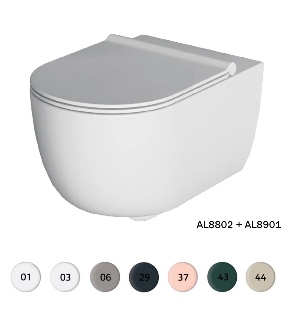 Gio rim free wandcloset verkort 47 cm, met vortexspoeling coffee mat