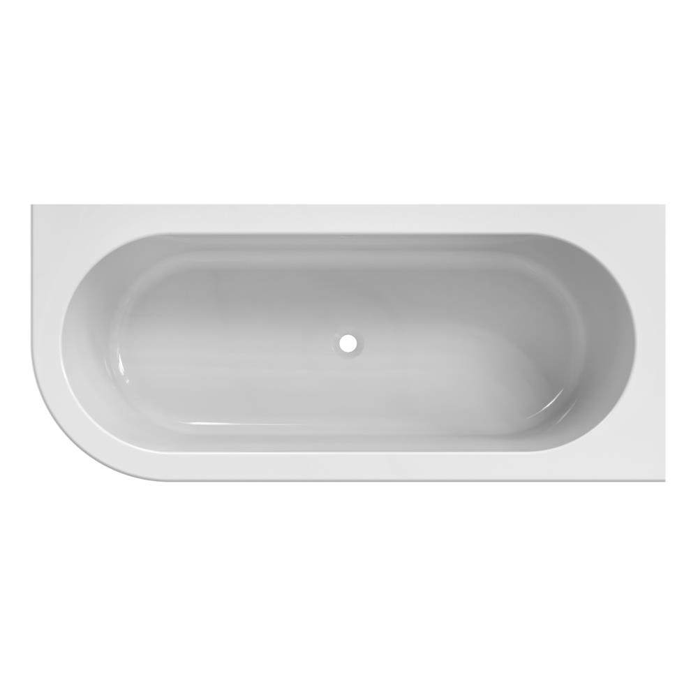 Charley R 180x80x60 hoekbad glans wit, rond overloopgat, zonder afvoer
