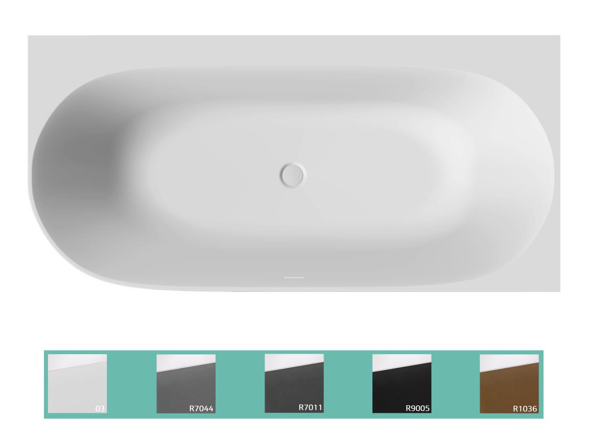 Mauro Solid Surface hoekbad links 171x82 wit mat/goud