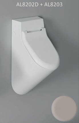 Wand urinoir grijs mat (cement) met dekselgaten