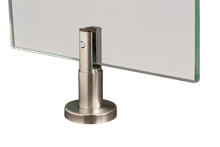 RVS Vloersteun 75mm hoog voor glas 8-10 mm, inox - UITLOPEND