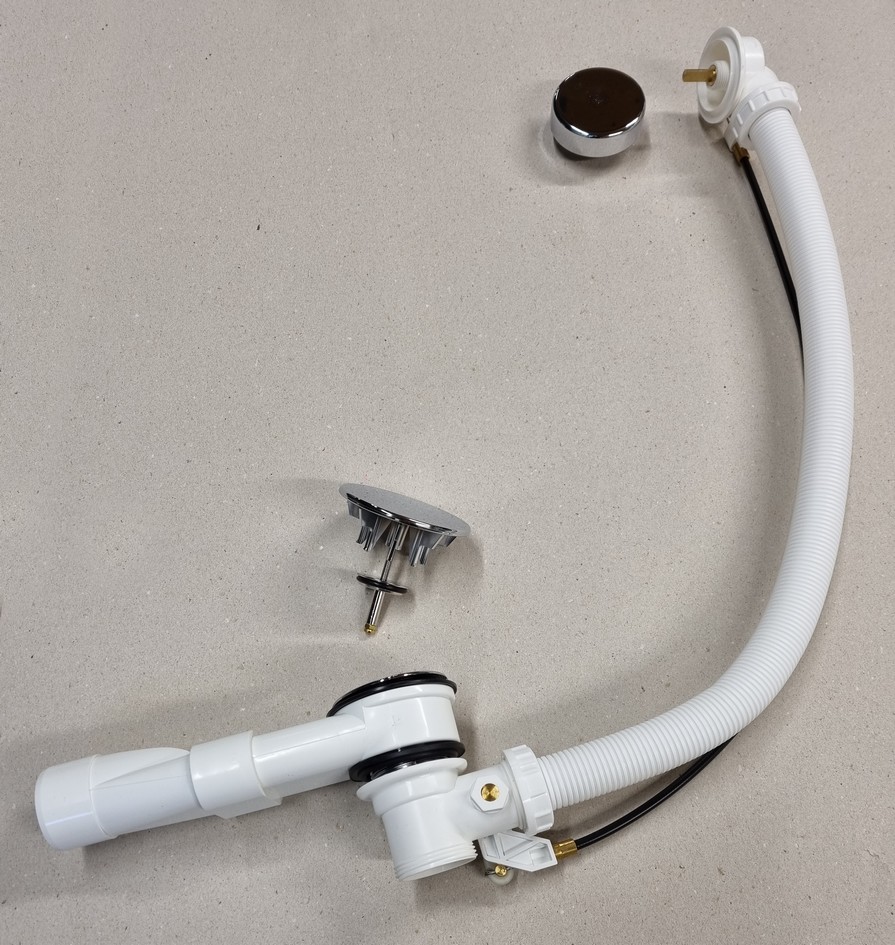 Badafvoer-/overloopcombinatie tbv whirlpool met onderaanzuiging chroom (los)