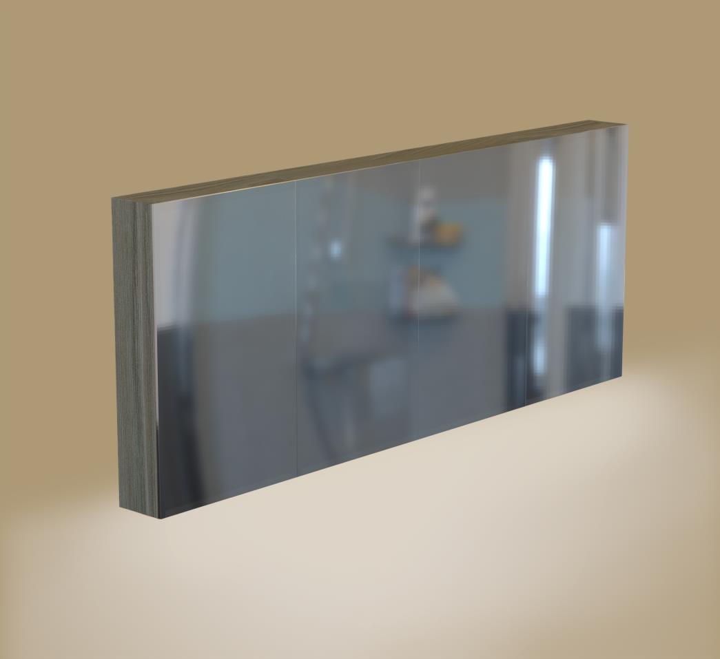 Spiegelkast 4 deuren met ledlicht aan onderzijde 160x65x14 cmTortora