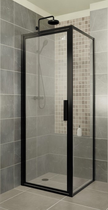 Ind. Line Black Brisbane  Inloopwand/zijwand voor hoekopst. incl stab. stang 80x200 - UITLOPEND